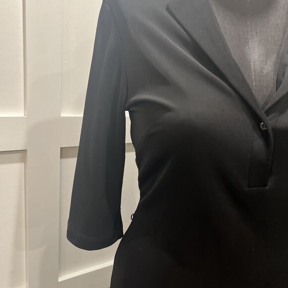 ABS By Allen Schwartz Black Dress, Classy, Collared Neckline Slinky Size Medium - Picture 3 of 8